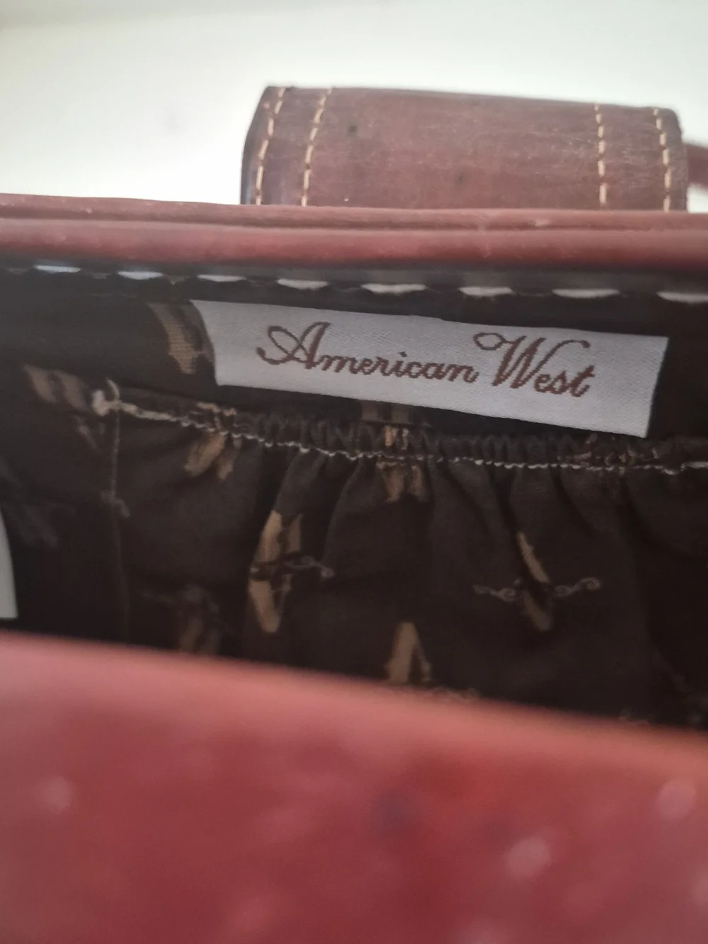 American West Red Rum Color Tooled Leather Handbag